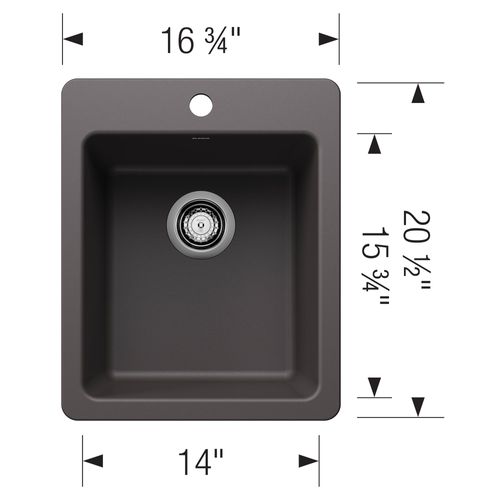 Main product image of Liven SILGRANIT 17" Dual Mount Bar Sink, 443236 (Cinder)
