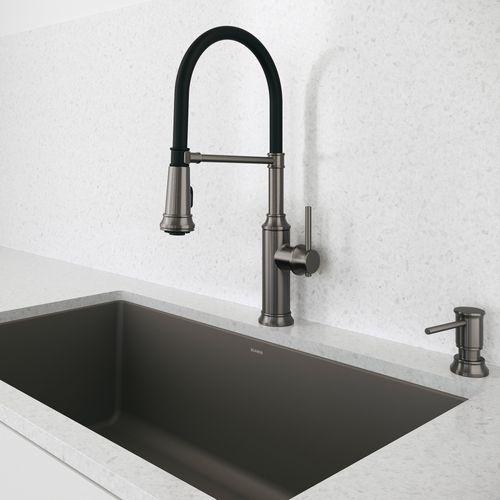 Main product image of Empressa Semi-Pro Pull-Down Dual-Spray Kitchen Faucet, 1.5 GPM - Satin Dark Steel, 443264