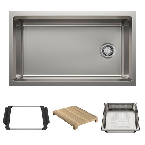 Main product image of Inteos 33" Single Bowl Reversible Undermount Workstation Kitchen Sink - Stainless Steel, 443300