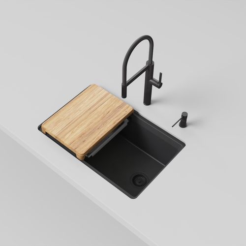 Main product image of Inteos SILGRANIT 30"  Single Bowl Reversible Undermount Workstation Kitchen Sink - Coal Black, 443303