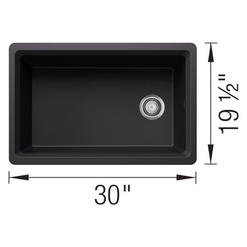 Main product image of Inteos SILGRANIT 30"  Single Bowl Reversible Undermount Workstation Kitchen Sink - Coal Black, 443303