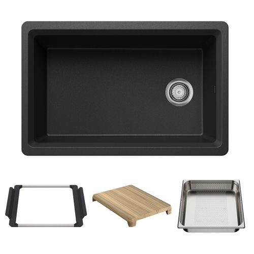 Main product image of Inteos SILGRANIT 30"  Single Bowl Reversible Undermount Workstation Kitchen Sink - Anthracite, 443304