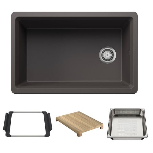 Main product image of Inteos SILGRANIT 30"  Single Bowl Reversible Undermount Workstation Kitchen Sink - Cinder, 443305