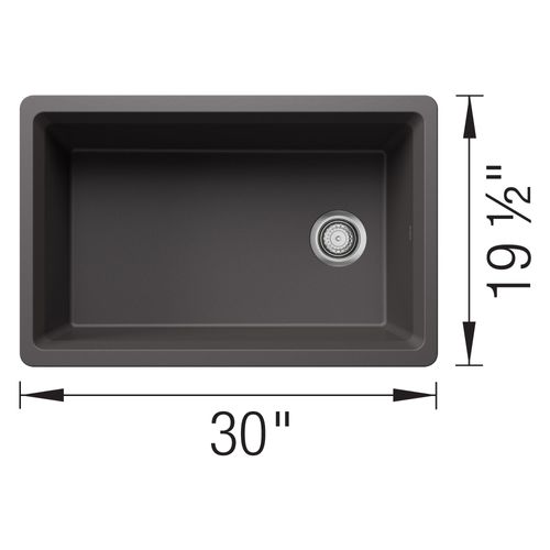 Main product image of Inteos SILGRANIT 30"  Single Bowl Reversible Undermount Workstation Kitchen Sink - Cinder, 443305