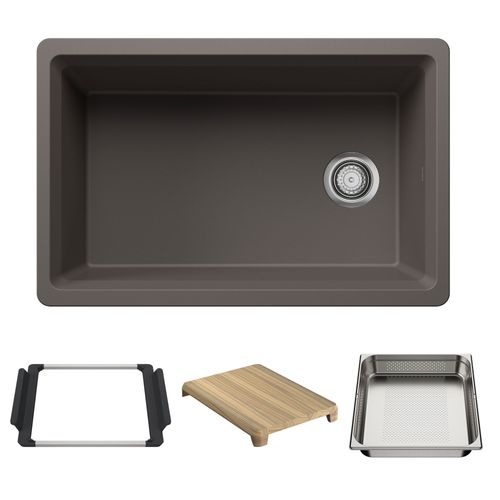 Main product image of Inteos SILGRANIT 30"  Single Bowl Reversible Undermount Workstation Kitchen Sink - Volcano Gray, 443309