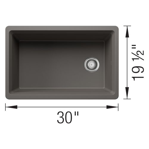 Main product image of Inteos SILGRANIT 30"  Single Bowl Reversible Undermount Workstation Kitchen Sink - Volcano Gray, 443309