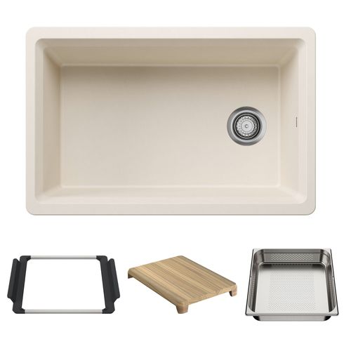 Main product image of Inteos SILGRANIT 30"  Single Bowl Reversible Undermount Workstation Kitchen Sink - Soft White, 443310