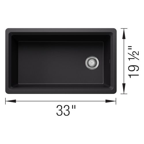 Main product image of Inteos SILGRANIT 33"  Single Bowl Reversible Undermount Workstation Kitchen Sink - Coal Black, 443311