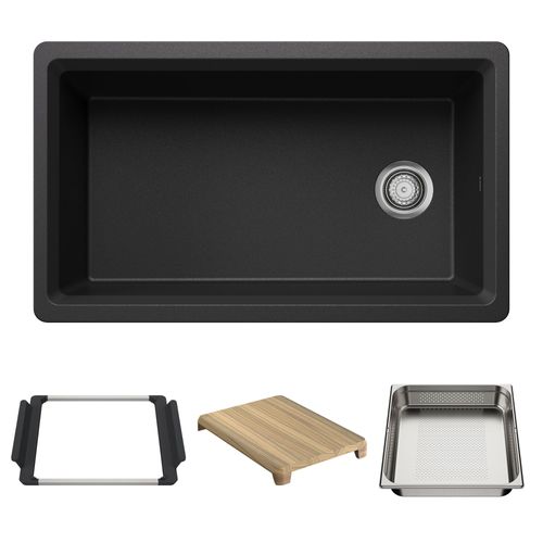 Main product image of Inteos SILGRANIT 33"  Single Bowl Reversible Undermount Workstation Kitchen Sink - Anthracite, 443312