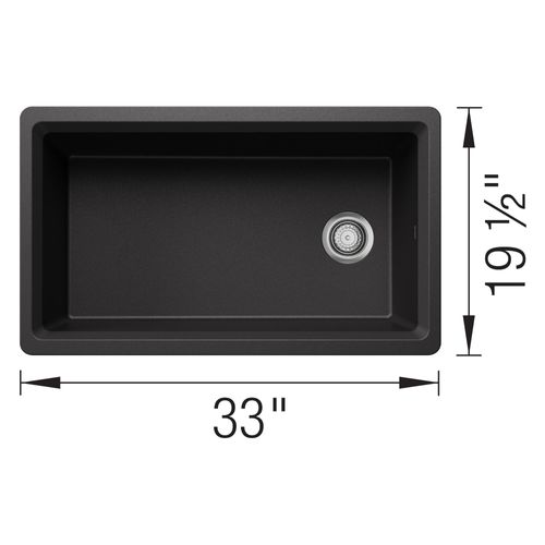 Main product image of Inteos SILGRANIT 33"  Single Bowl Reversible Undermount Workstation Kitchen Sink - Anthracite, 443312