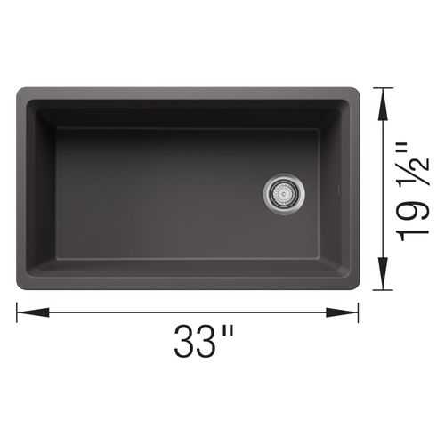 Main product image of Inteos SILGRANIT 33"  Single Bowl Reversible Undermount Workstation Kitchen Sink - Cinder, 443313