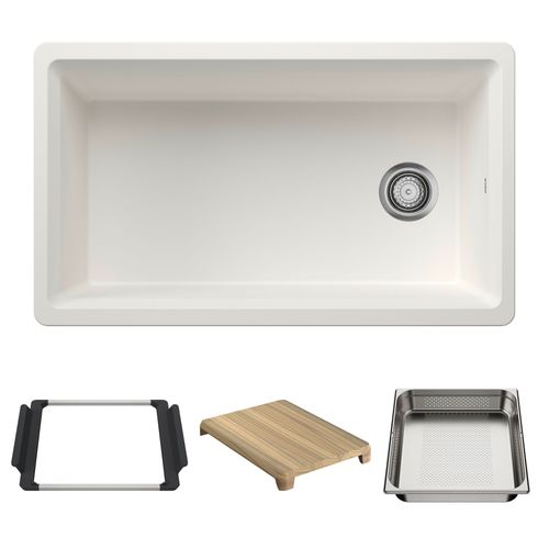 Main product image of Inteos SILGRANIT 33"  Single Bowl Reversible Undermount Workstation Kitchen Sink - White, 443314
