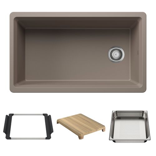 Main product image of Inteos SILGRANIT 33"  Single Bowl Reversible Undermount Workstation Kitchen Sink - Truffle, 443315
