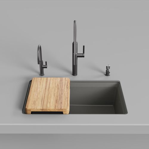 Main product image of Inteos SILGRANIT 33"  Single Bowl Reversible Undermount Workstation Kitchen Sink - Volcano Gray, 443317