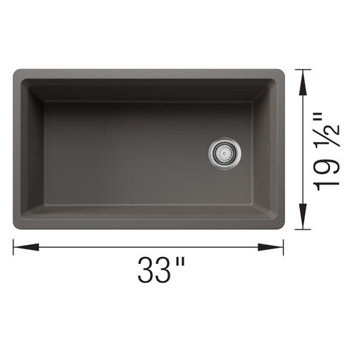 Main product image of Inteos SILGRANIT 33"  Single Bowl Reversible Undermount Workstation Kitchen Sink - Volcano Gray, 443317