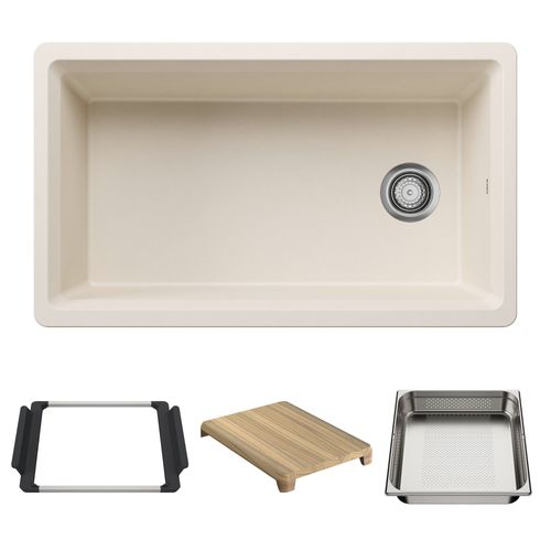 Main product image of Inteos SILGRANIT 33"  Single Bowl Reversible Undermount Workstation Kitchen Sink - Soft White, 443318