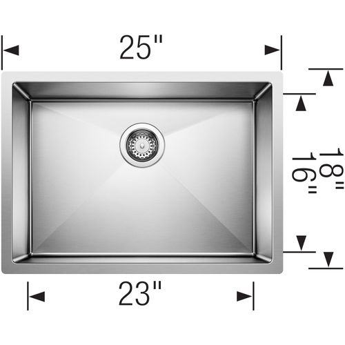 Main product image of Precision R10 25" Single Bowl Undermount Stainless Steel Kitchen Sink, 515822