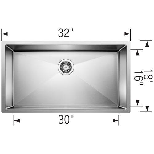 Main product image of Precision R10 32" Super Single Bowl Undermount Stainless Steel Kitchen Sink, 515823