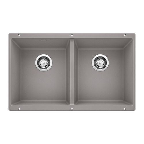 Main product image of Precis SILGRANIT 29" 50/50 Double Bowl Undermount Kitchen Sink - Metallic Gray, 516319