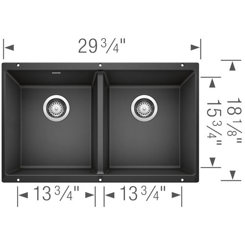 Main product image of Precis SILGRANIT 29" 50/50 Double Bowl Undermount Kitchen Sink - Anthracite, 516322