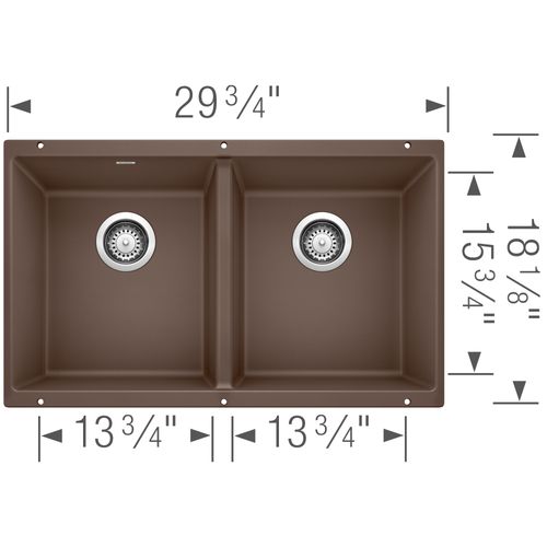 Main product image of Precis SILGRANIT 29" 50/50 Double Bowl Undermount Kitchen Sink - Café, 516323