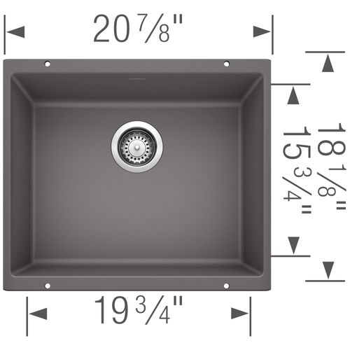 Main product image of Precis SILGRANIT 21" Single Bowl Undermount Kitchen Sink - Cinder, 519049