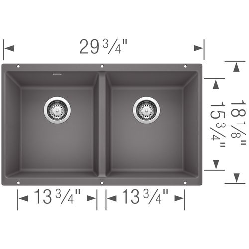 Main product image of Precis SILGRANIT 29" 50/50 Double Bowl Undermount Kitchen Sink - Cinder, 519050
