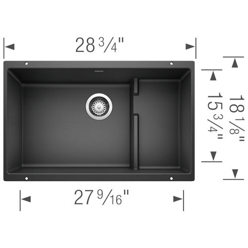 Main product image of Precis Cascade SILGRANIT 29" Single Bowl Undermount Kitchen Sink with Colander - Anthracite, 519450