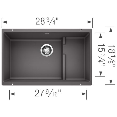 Main product image of Precis Cascade SILGRANIT 29" Single Bowl Undermount Kitchen Sink with Colander - Cinder, 519451