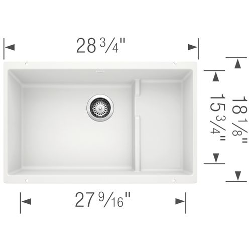 Main product image of Precis Cascade SILGRANIT 29" Single Bowl Undermount Kitchen Sink with Colander - White, 519453