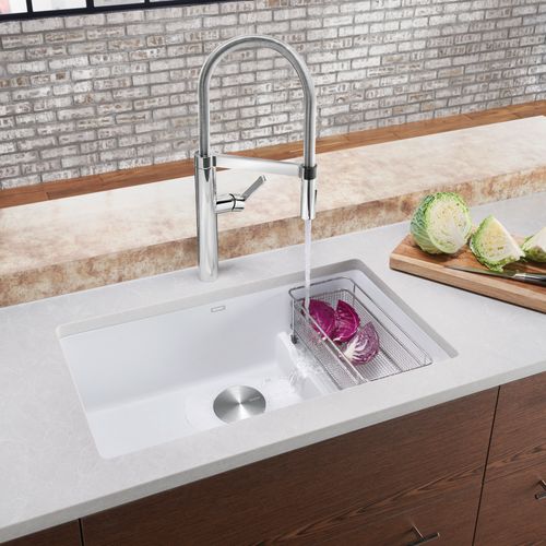 Main product image of Precis Cascade SILGRANIT 29" Single Bowl Undermount Kitchen Sink with Colander - White, 519453