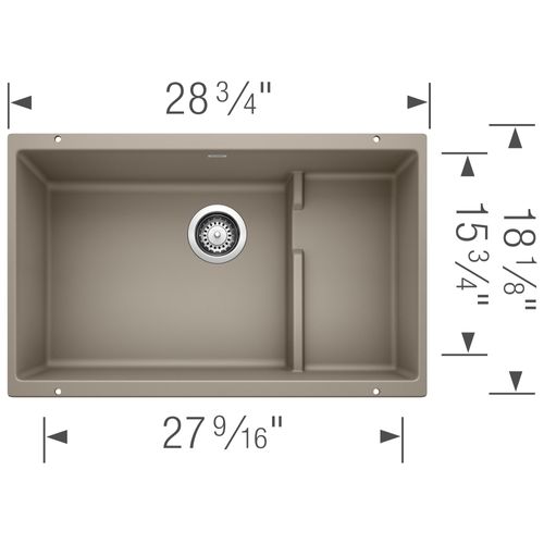 Main product image of Precis Cascade SILGRANIT 29" Single Bowl Undermount Kitchen Sink with Colander - Truffle, 519456