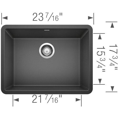 Main product image of Precis SILGRANIT 24" Single Bowl Undermount Kitchen Sink - Anthracite, 522258