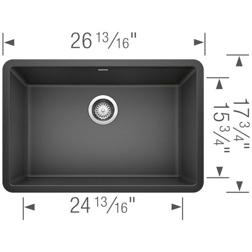 Main product image of Precis SILGRANIT 27" Single Bowl Undermount Kitchen Sink - Anthracite, 522259