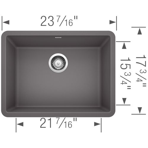 Main product image of Precis SILGRANIT 24" Single Bowl Undermount Kitchen Sink - Cinder, 522412