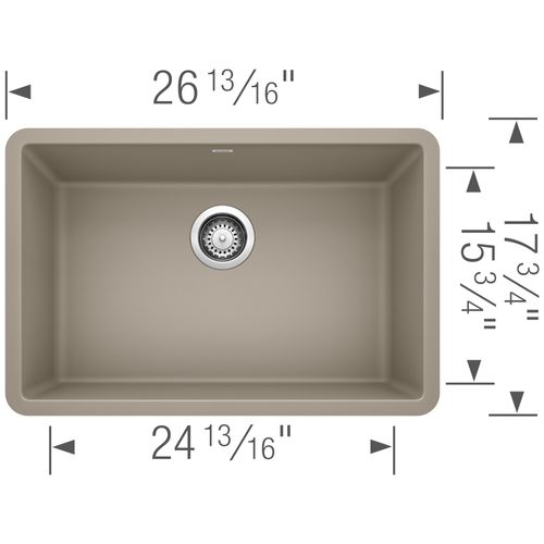 Main product image of Precis SILGRANIT 27" Single Bowl Undermount Kitchen Sink - Truffle, 522432