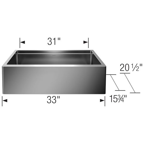 Main product image of Quatrus R15 Ergon 33" Single Bowl Apron-Front Stainless Steel Farmhouse Sink, 525243