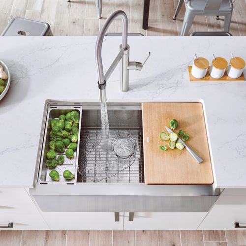 Main product image of Quatrus R15 Ergon 33" Single Bowl Apron-Front Stainless Steel Farmhouse Sink, 525243