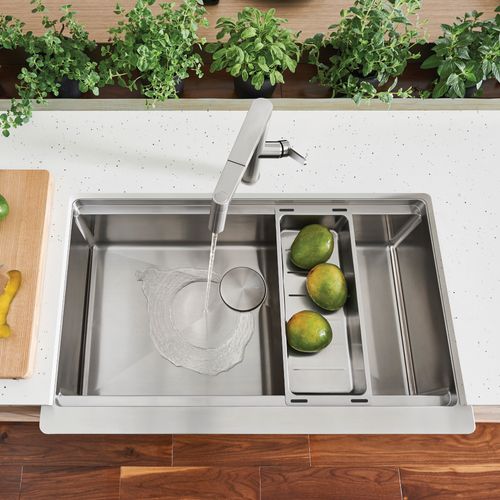 Main product image of Quatrus R15 Ergon 33" Single Bowl Apron-Front Stainless Steel Farmhouse Sink, 525243