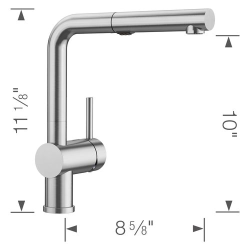 Main product image of Linus Low Arc Pull-Out Dual-Spray Kitchen Faucet - PVD Steel, 526366