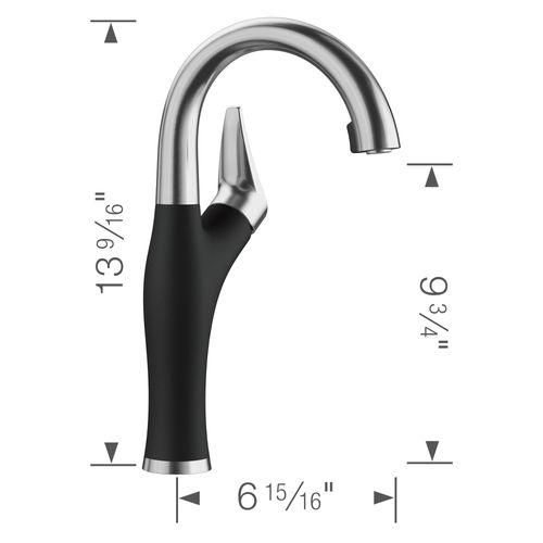 Main product image of Artona Pull-Down Dual-Spray Bar Faucet (PVD Steel/Coal Black), 526387