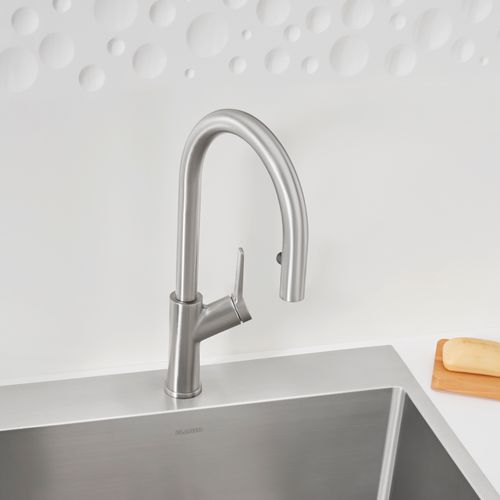 Main product image of Urbena Pull-Down Dual-Spray Kitchen Faucet - Classic Steel, 526389