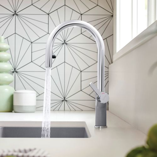 Main product image of Urbena Pull-Down Dual-Spray Kitchen Faucet - Chrome/Metallic Gray, 526396
