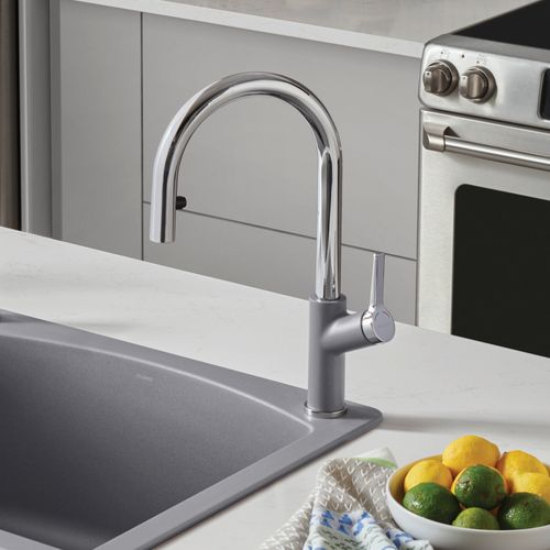 Main product image of Urbena Pull-Down Dual-Spray Kitchen Faucet - Chrome/Metallic Gray, 526396