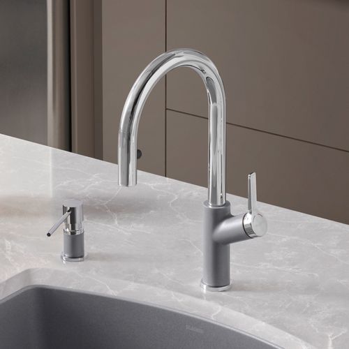 Main product image of Urbena Pull-Down Dual-Spray Kitchen Faucet - Chrome/Metallic Gray, 526396