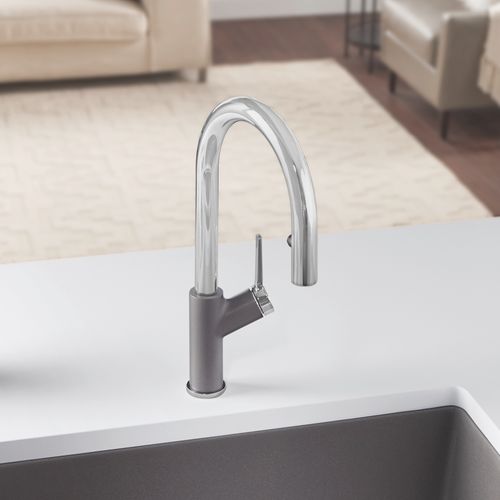 Main product image of Urbena Pull-Down Dual-Spray Kitchen Faucet - Chrome/Metallic Gray, 526396