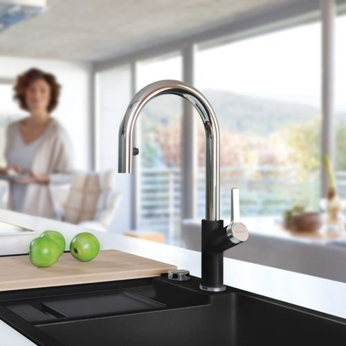 Main product image of Urbena Pull-Down Dual-Spray Kitchen Faucet - Chrome/Coal Black, 526398