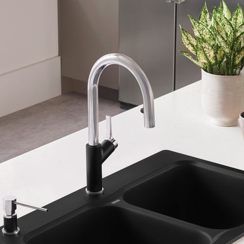 Main product image of Urbena Pull-Down Dual-Spray Kitchen Faucet - Chrome/Coal Black, 526398