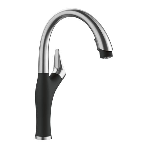 Main product image of Artona Pull-Down Dual-Spray Kitchen Faucet - PVD Steel/Coal Black, 526401