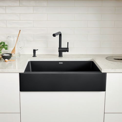 Main product image of Vintera SILGRANIT 30" Single Bowl Apron-Front Farmhouse Sink - Coal Black, 526545
